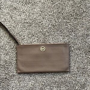 Michael Kors Taupe Leather Pouch
